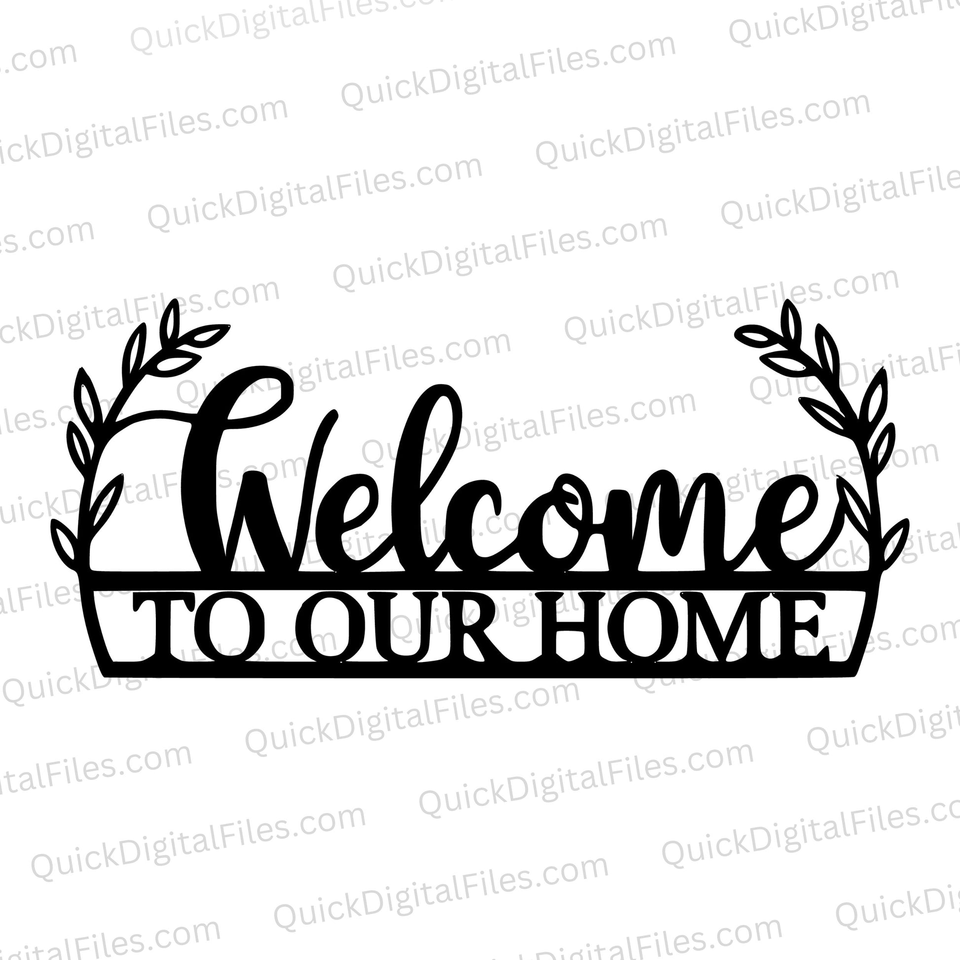Welcome Sign SVG with Leafy Branch Design
