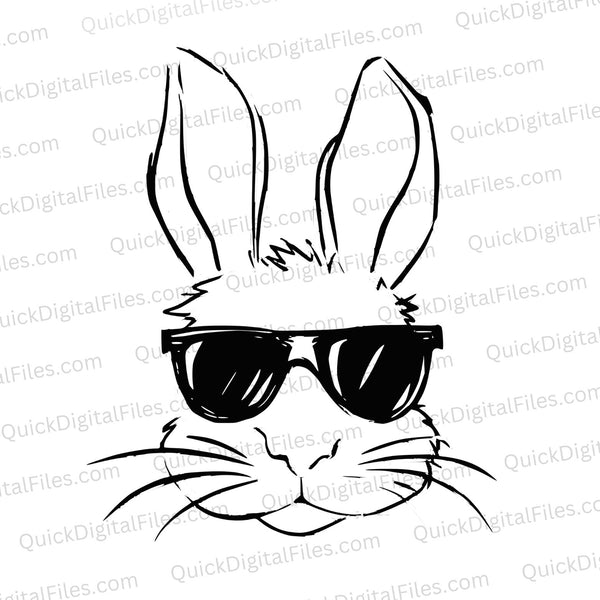 Cool Bunny Wearing Sunglasses SVG Vector
