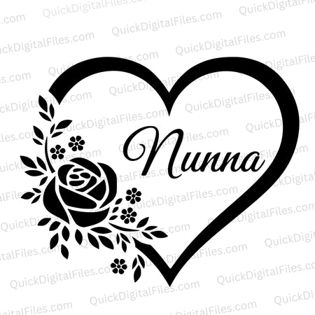 Nunna SVG Heart Frame with Floral Design
