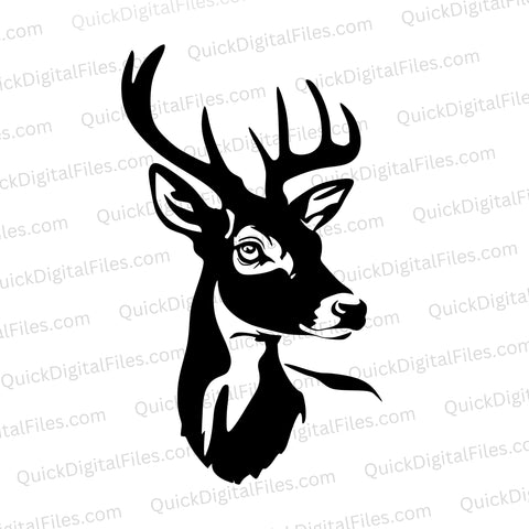 "Stunning Buck Deer Head Silhouette SVG, PNG, JPEG"