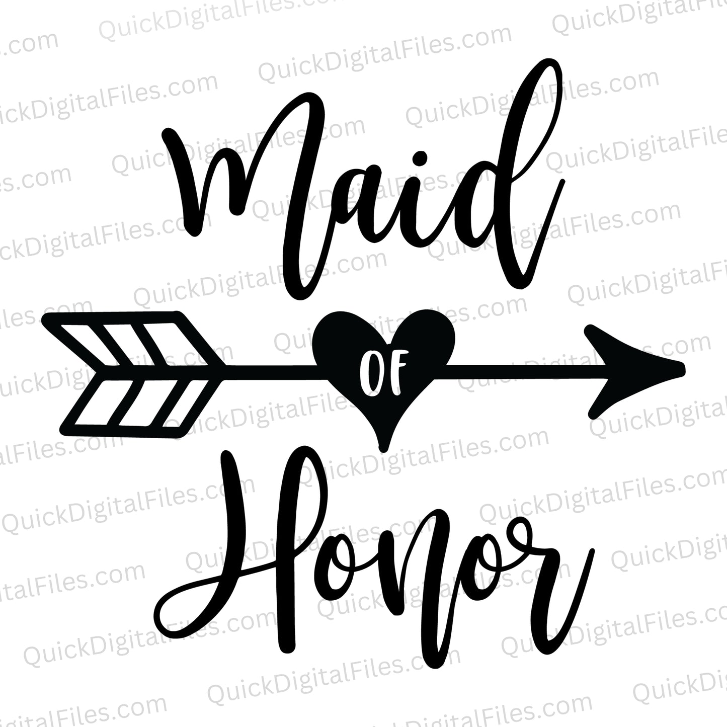 Maid of honor SVG with heart arrow silhouette design
