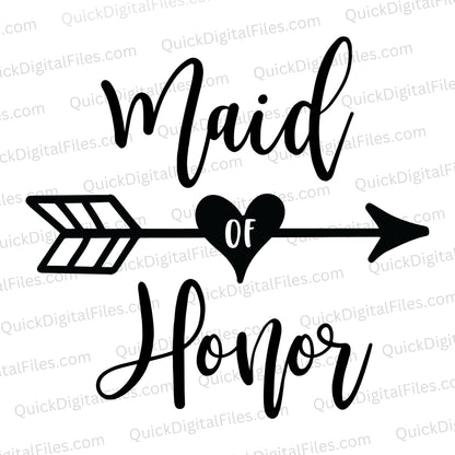 Maid of honor SVG with heart arrow silhouette design
