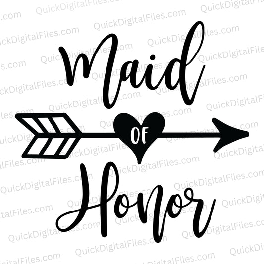 Maid of honor SVG with heart arrow silhouette design
