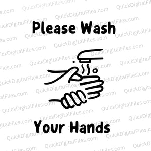 "SVG file of 'Please Wash Your Hands' hygiene reminder."