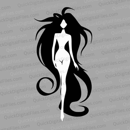 "Elegant Nude Woman SVG Artistic Design"