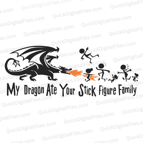 My Dragon Ate Your Stick Figure Family: SVG PNG JPEG