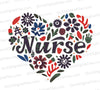 "Colorful abstract heart nurse PNG graphic with flowers and leaves"