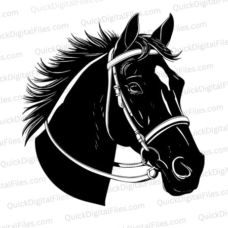 "Black Horse Head Silhouette SVG, PNG, JPEG"