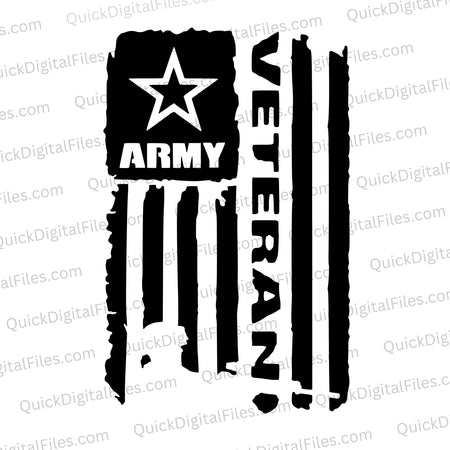 "American Army Veteran Rustic Flag" SVG for patriotic projects and veteran tributes.