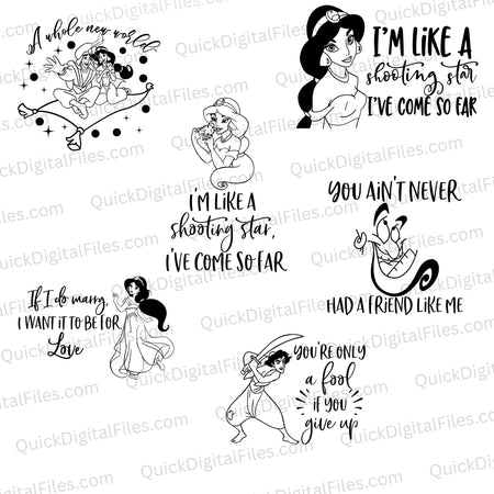 'Aladdin SVG Bundle - 6 Pack Silhouette Collection' - Free Download