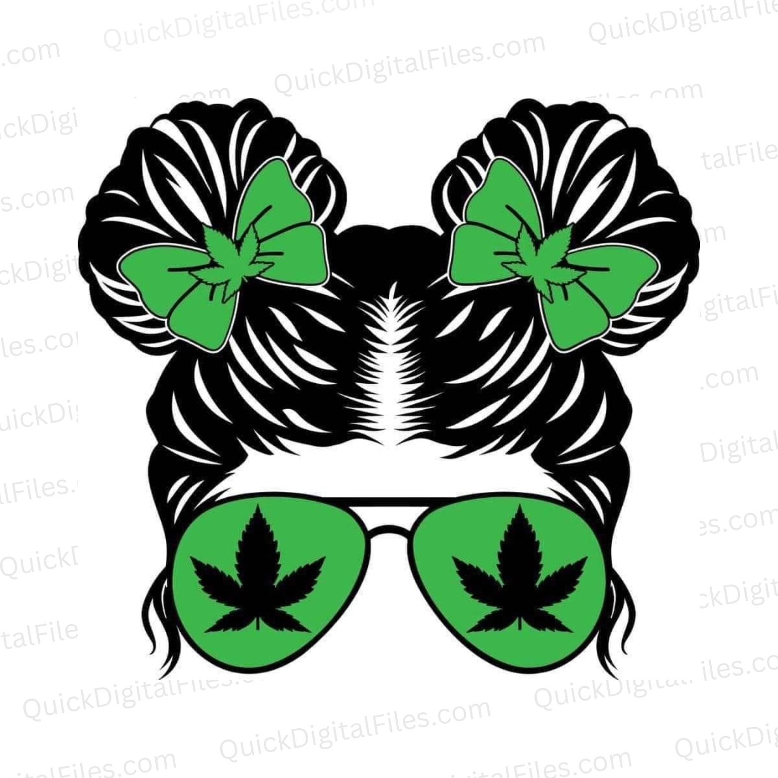 Cool girl with cannabis leaf sunglasses graphic for stylish apparel