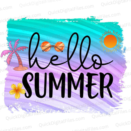 Colorful "Hello Summer" JPEG design for instant download