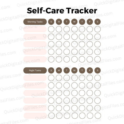Printable self-care checklist for daily wellness and habit tracking
