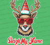 Quirky reindeer Christmas design with red sunglasses and hat PNG
