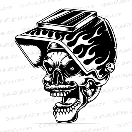 Black and white welding helmet and skull design SVG for Cricut and DIY projects.