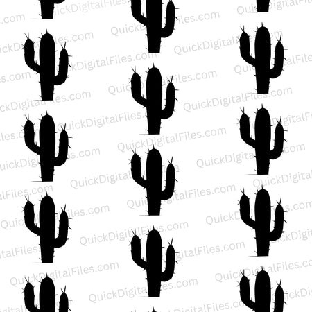 "Minimalist Cactus Silhouette Pattern PNG and SVG"