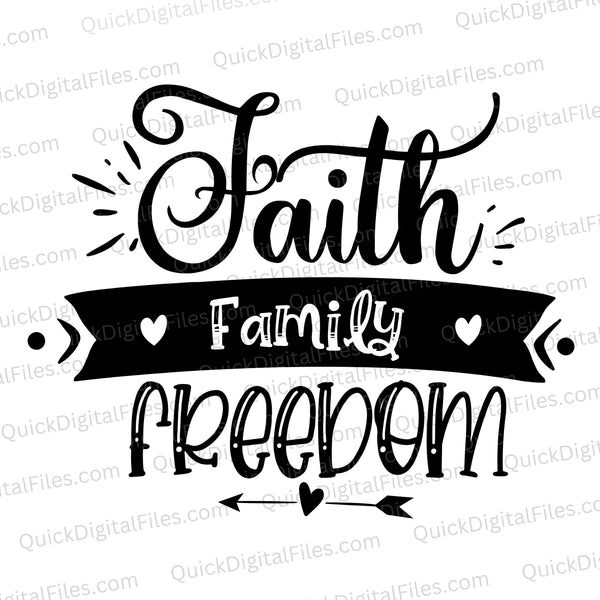 Faith Family Freedom Silhouette SVG
