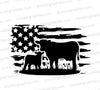 "Rustic American flag with cow and calf SVG" for farmhouse decor and DIY projects.