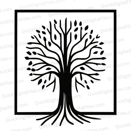 Intricate tree with leaves SVG illustration with transparent background