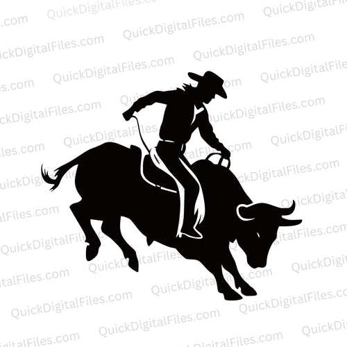 Cowboy Riding Bucking Bull: SVG PNG JPEG