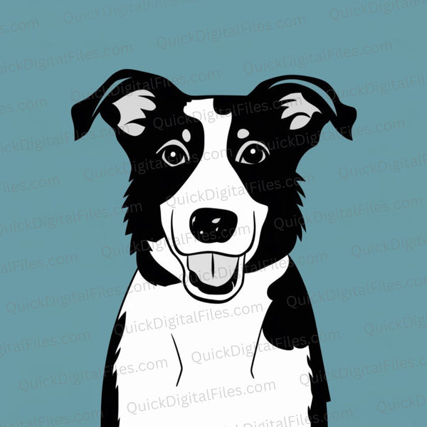 Engaging black and white canine/dog graphic with transparent background for versatile crafting