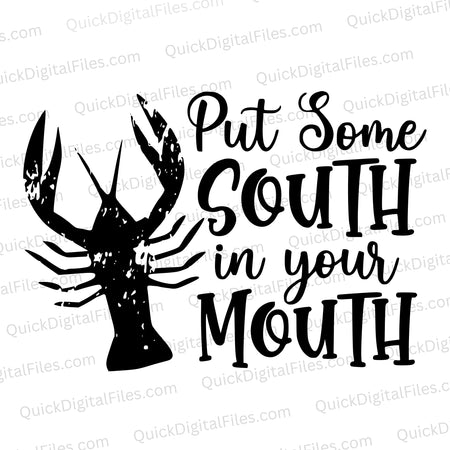 "Black and white crawfish silhouette SVG for culinary projects."