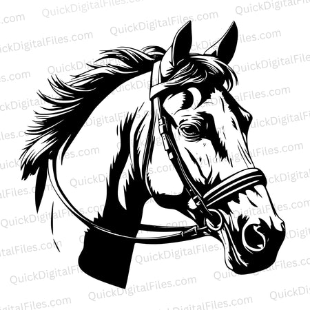 "Black and White Horse Head Silhouette Vector SVG, PNG, JPEG"