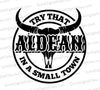 "Try That in a Small Town" bull horns SVG design for western-themed projects.  Jason Aldean