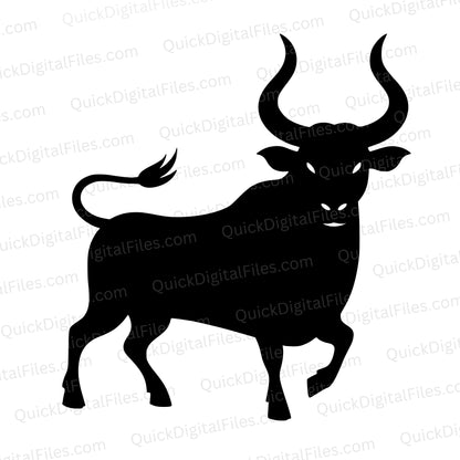 Taurus Silhouette | Zodiac Bull SVG PNG JPEG PDF Download