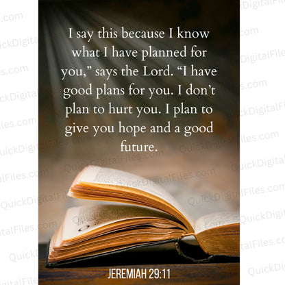 Bible Verse Wall Decor - Printable Jeremiah 29:11 Poster

