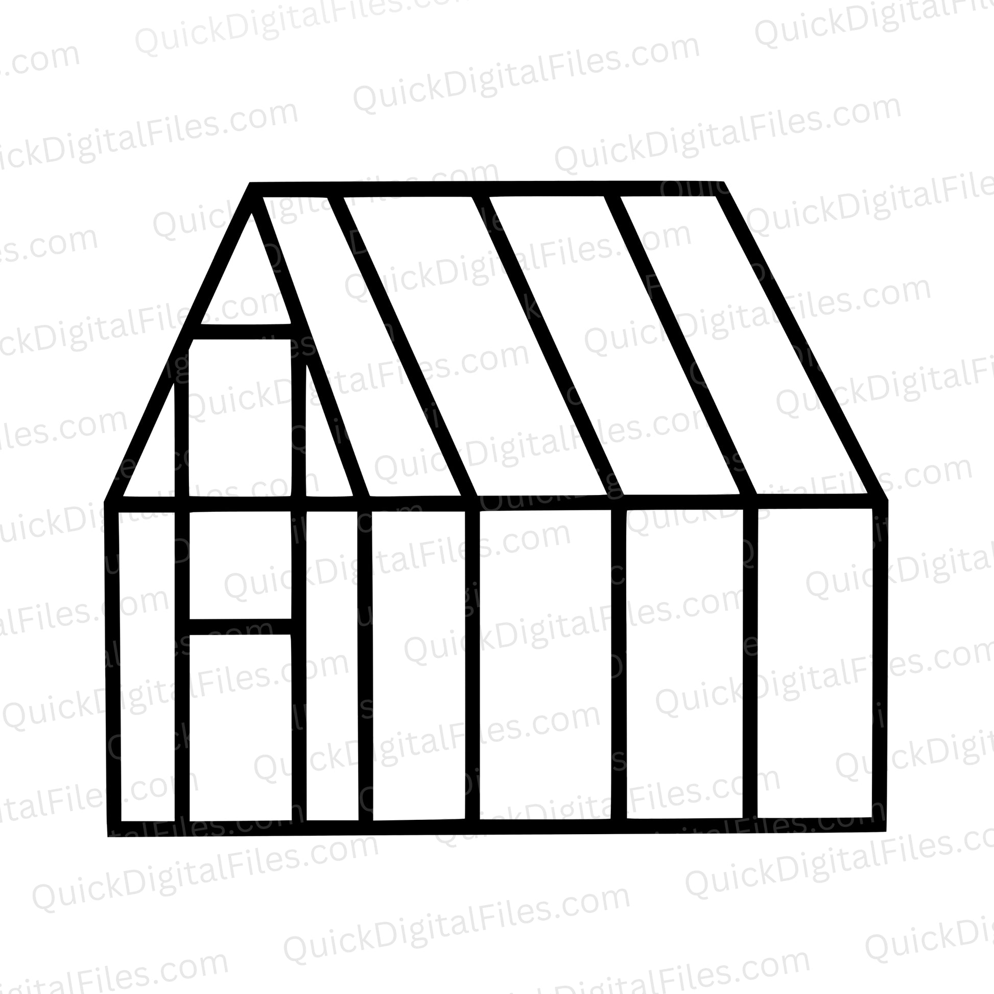 Greenhouse PNG – Minimalist Triangle Roof Garden Shed Outline