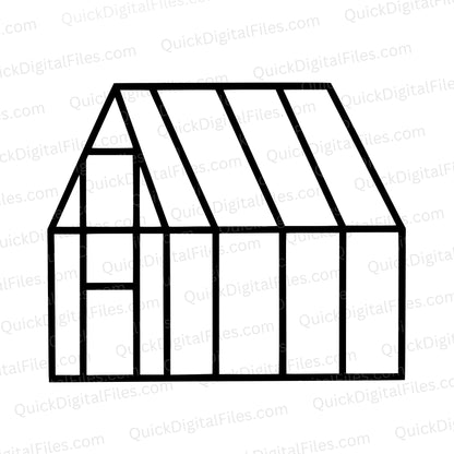Greenhouse PNG – Minimalist Triangle Roof Garden Shed Outline