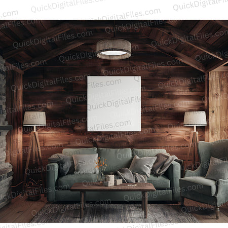 "Rustic Cabin Art Frame Mockup for Home Decor"