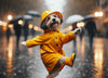 "Rainy Day Companion" Photo - Cute Dog in Yellow Raincoat jpeg