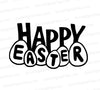 "Happy Easter SVG file in elegant black and white for DIY projects."