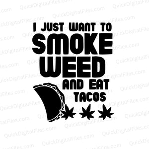 Bold typography graphic celebrates cannabis and tacos