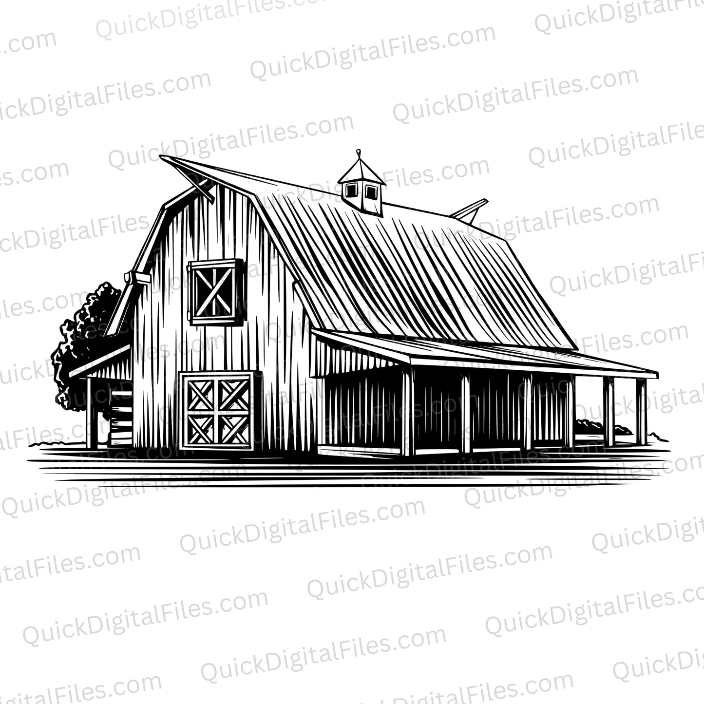 Rustic Barn SVG Illustration silhouette