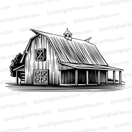 Rustic Barn SVG Illustration silhouette