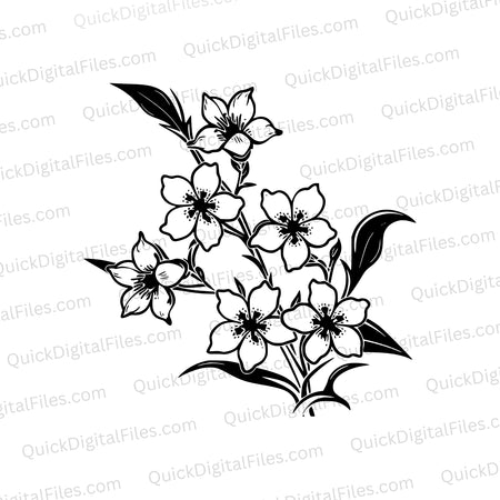 High-quality hawthorn floral outline SVG for laser engraving projects