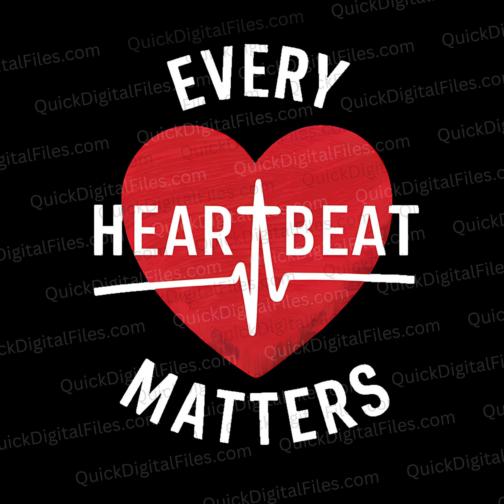 "Every Heartbeat Matters" pro-life graphic with red heart and white text.