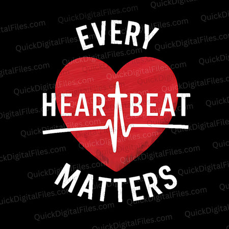 "Every Heartbeat Matters" pro-life graphic with red heart and white text.