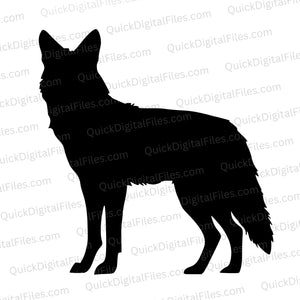 Simple Coyote Standing Silhouette SVG