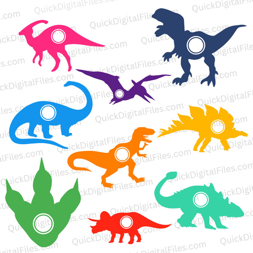 9 Dinosaur Monograms Bundle: SVG DXF PNG