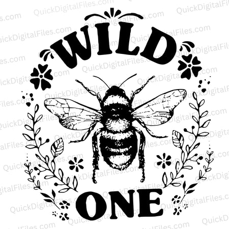 Intricate bee and floral SVG for unique DIY nature-inspired projects.