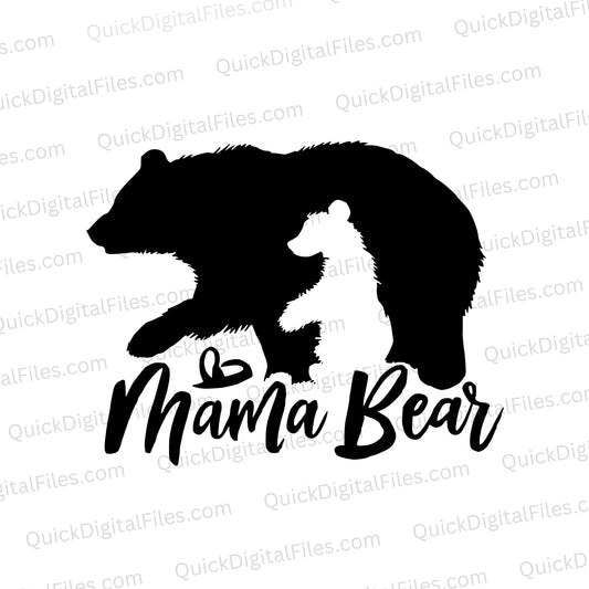 Mama Bear SVG graphic with heart for DIY gifts