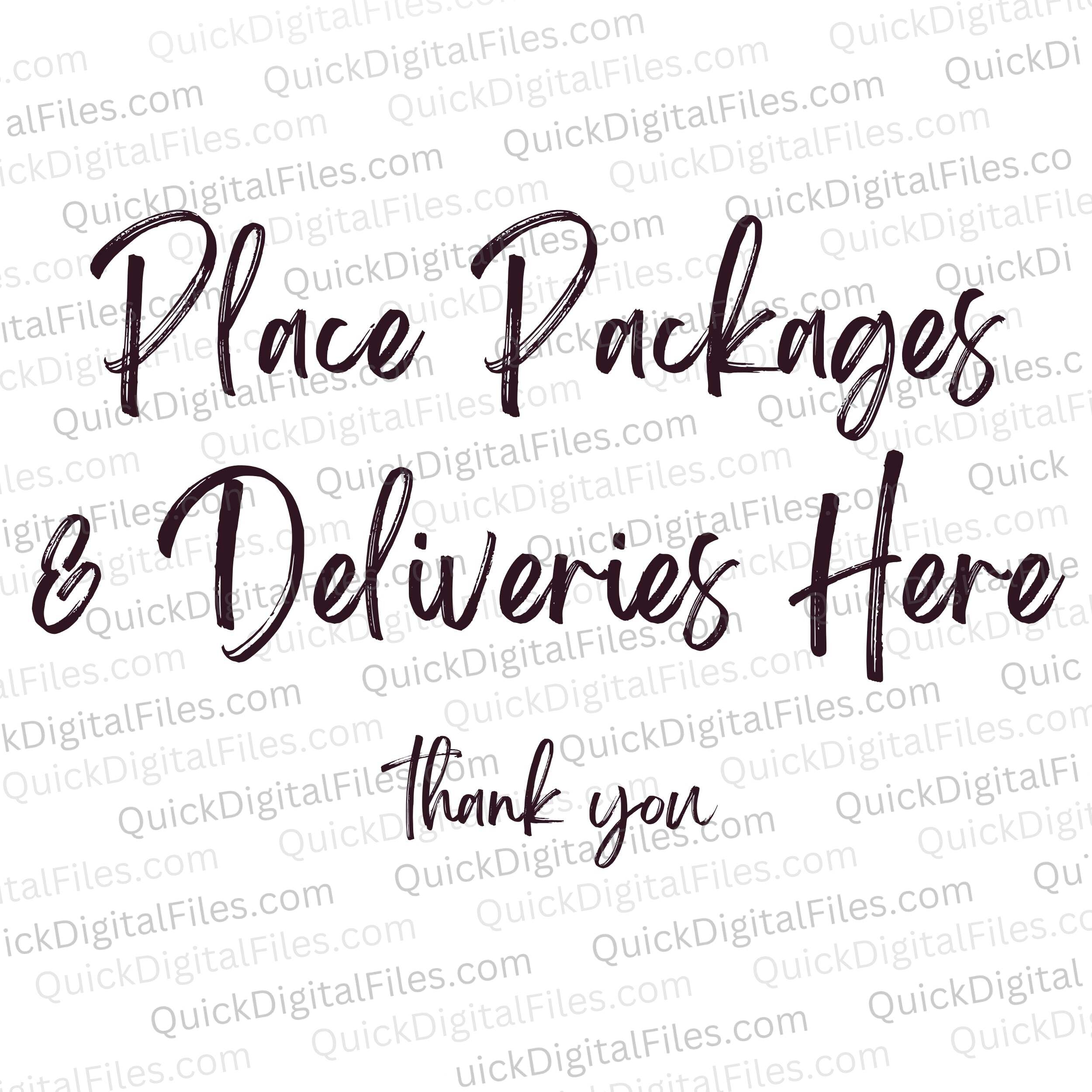 Place Delivery Notes Sign Deliveries Here Sign SVG – Handwritten Font Package Drop-Off Graphic ...