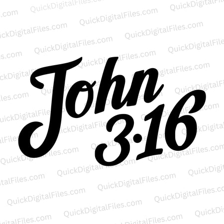 "John 3:16 Scripture Verse in Stylized Cursive Font SVG, PNG, JPEG"