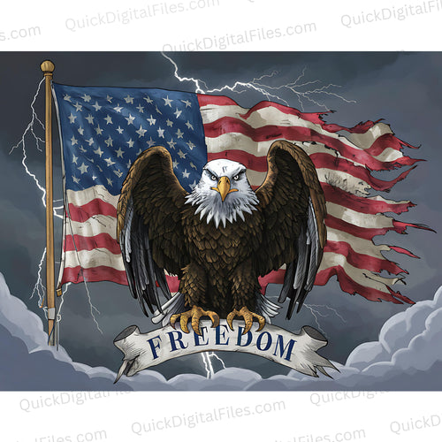 Eagle and Distressed American Flag: SVG PNG JPEG