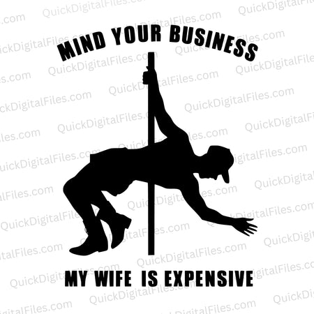 "Humorous Man on Stripper Pole Silhouette Graphic SVG, PNG, JPEG, PDF"