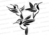 Three hummingbirds flying SVG for nature-inspired crafts